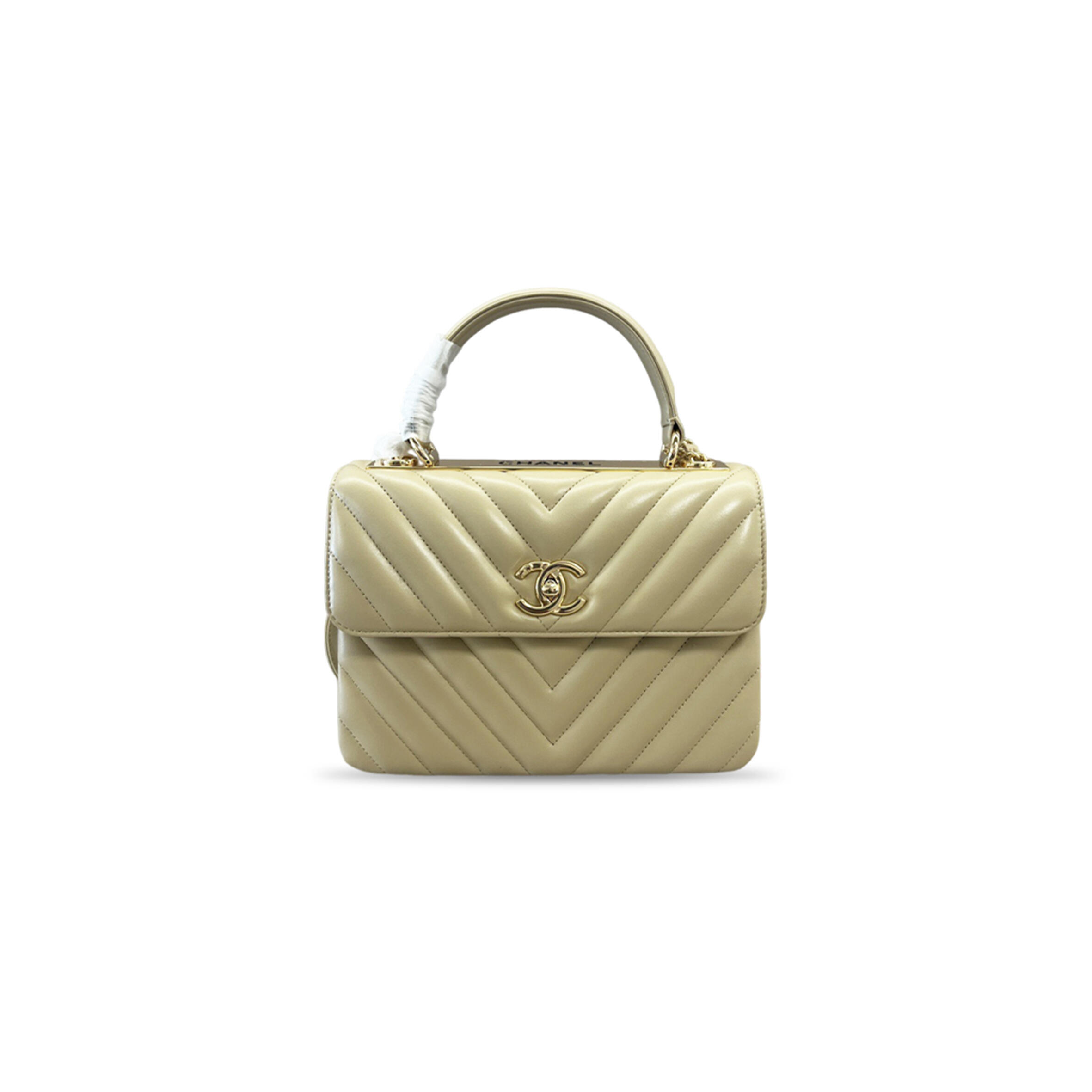 Ch**el trendy cc top handle bag chevron lambskin (25*17.5*8cm)